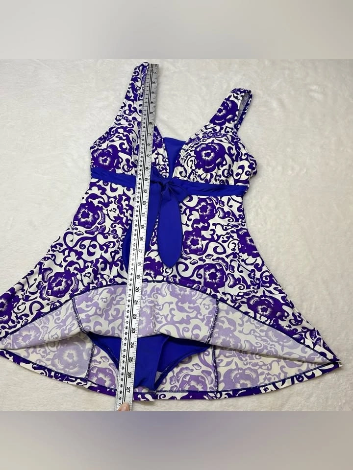 Wantdo Purple Floral Swimdress One Piece Swimsuit Size 10 - photo 2