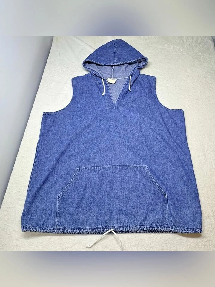 California Rush Vintage Y2K Sleeveless Denim Chambray Hoodie - photo 2