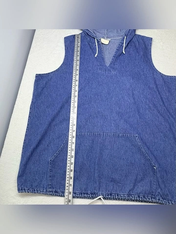 California Rush Vintage Y2K Sleeveless Denim Chambray Hoodie - photo 3
