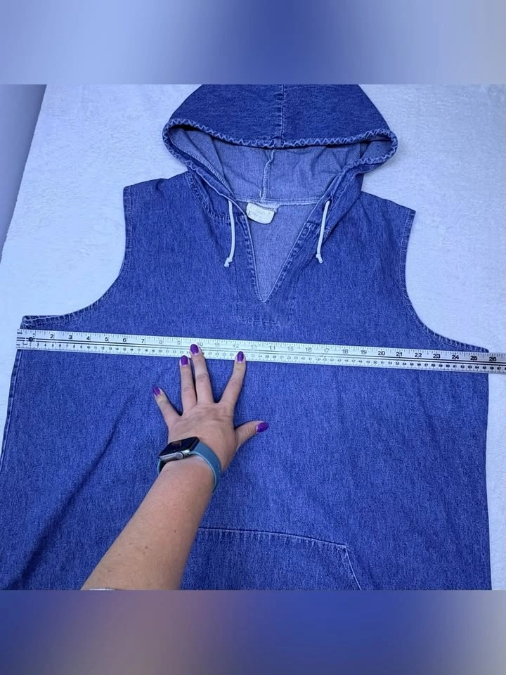 California Rush Vintage Y2K Sleeveless Denim Chambray Hoodie - photo 4