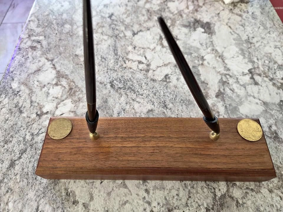 Masonic Wooden Double Pen Desk Set