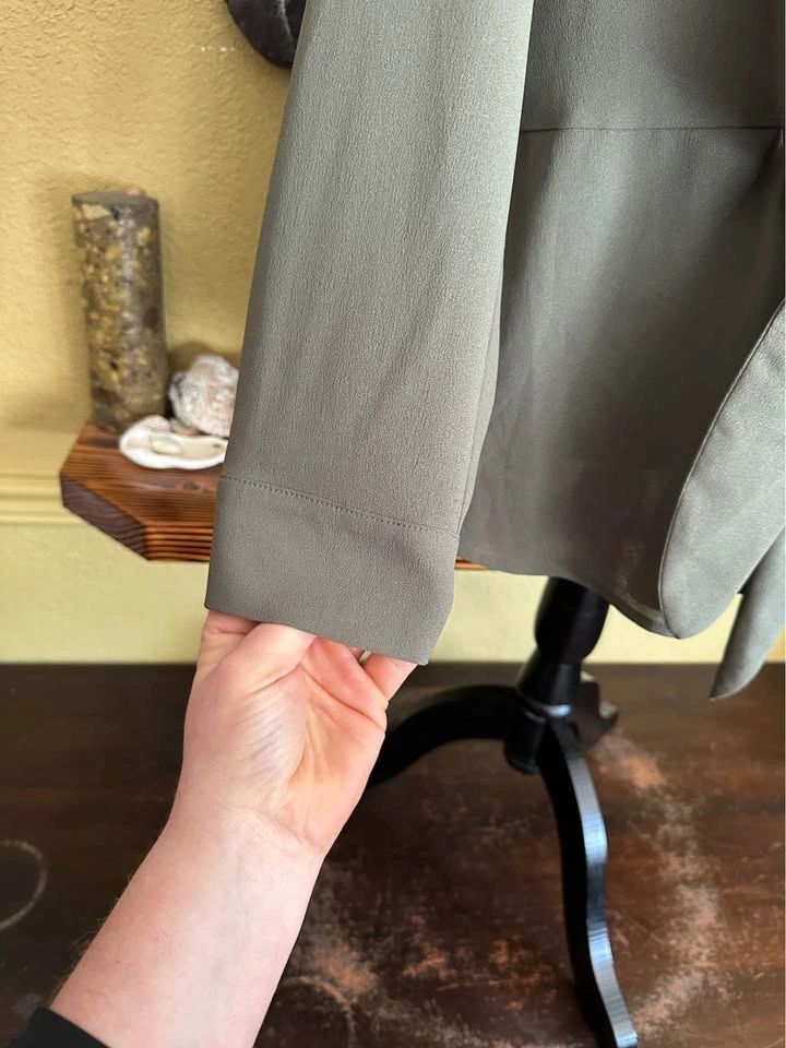 INC Olive Button Down Front Tie Blouse - photo 5