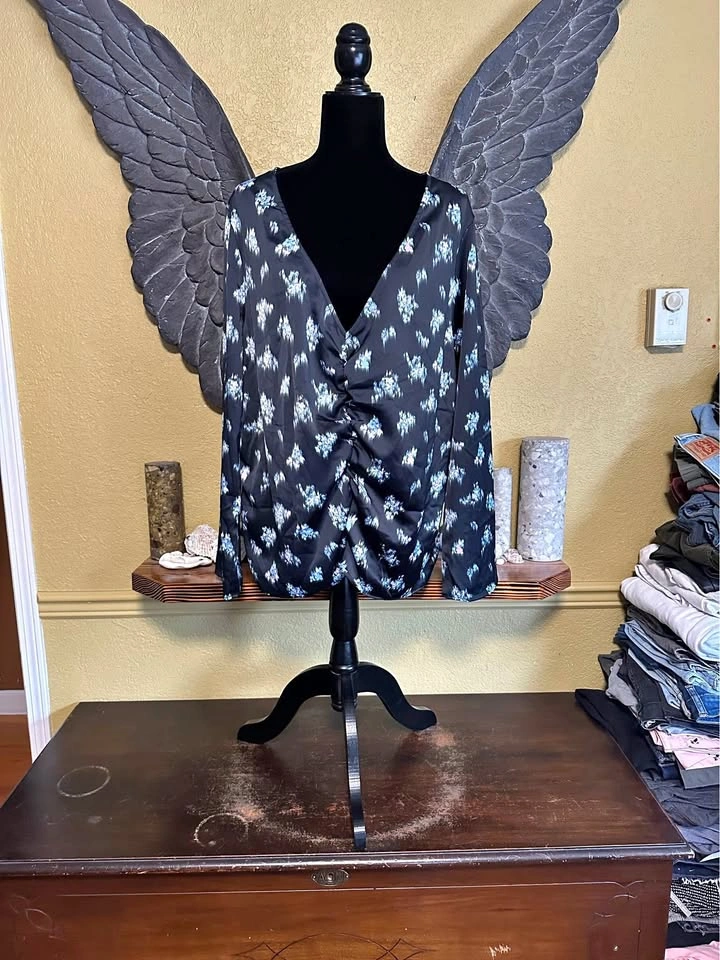 H&M Black Ruched Sided Top