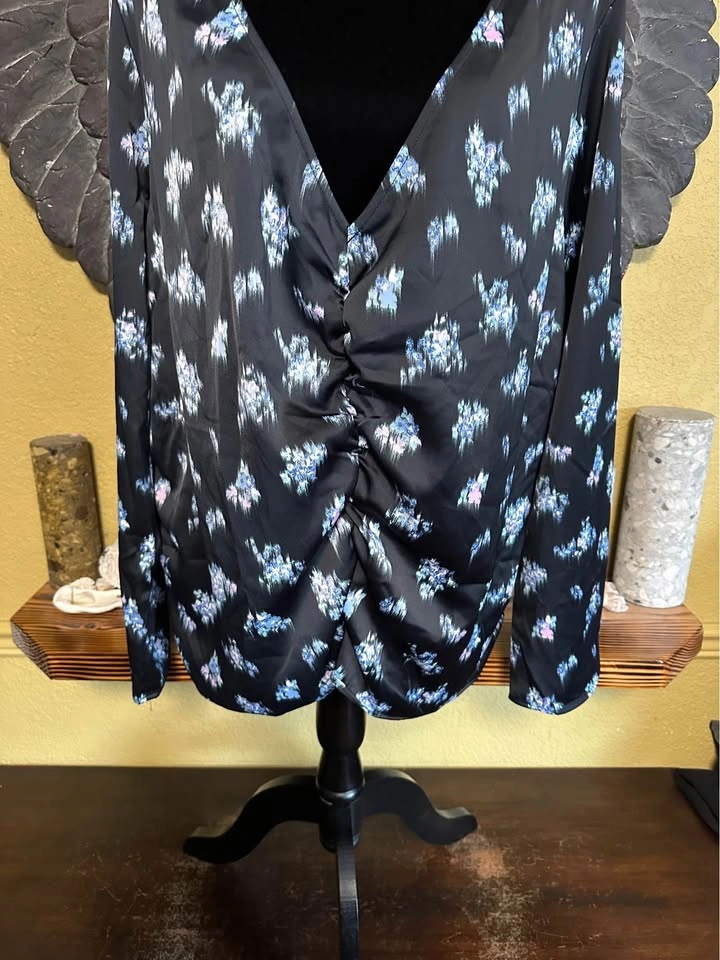 H&M Black Ruched Sided Top - photo 2