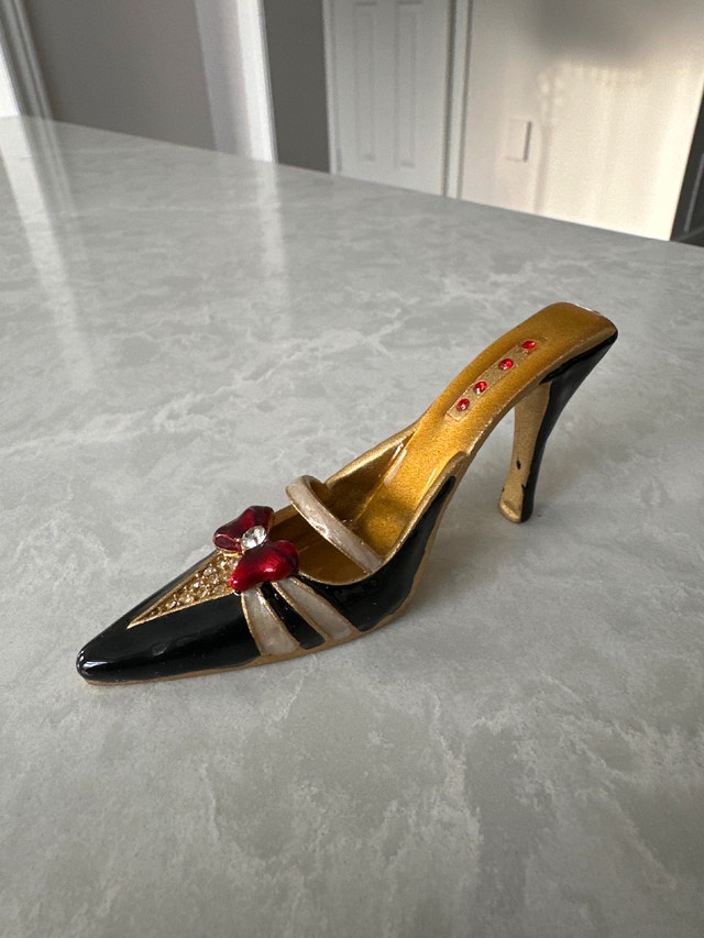 VTG miniature high-heel shoe-shaped figurine. Cast Metal. Enamel - photo 2