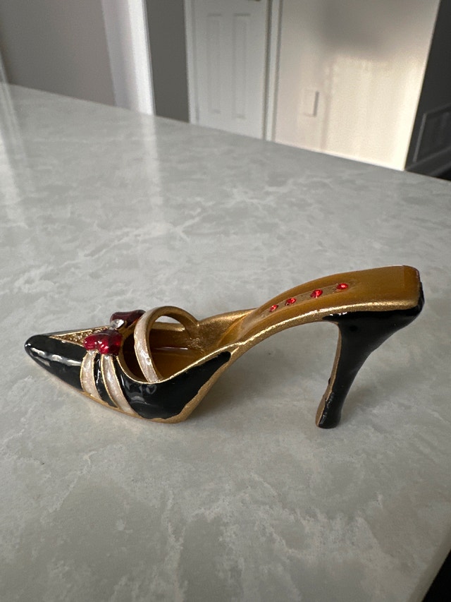 VTG miniature high-heel shoe-shaped figurine. Cast Metal. Enamel - photo 3