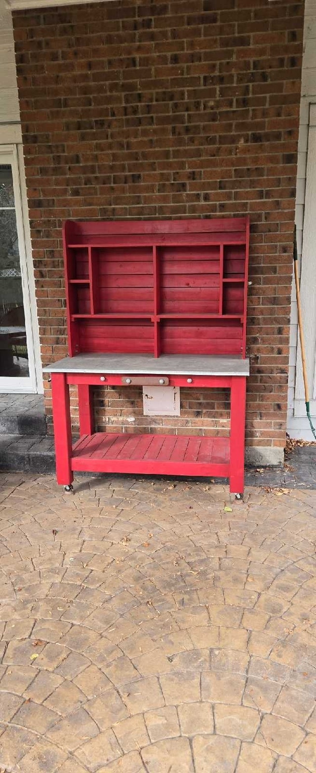 Red outdoor bar table