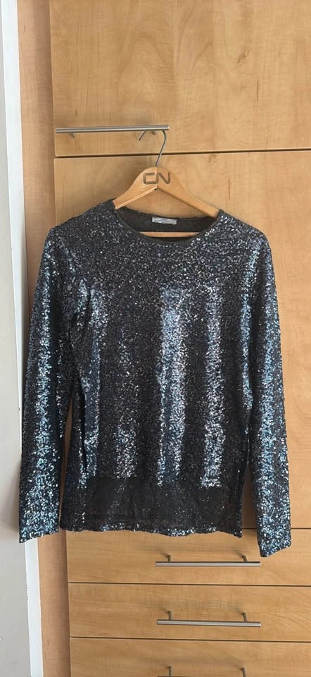 Zara W&B Collection Sequin Long Sleeve Top