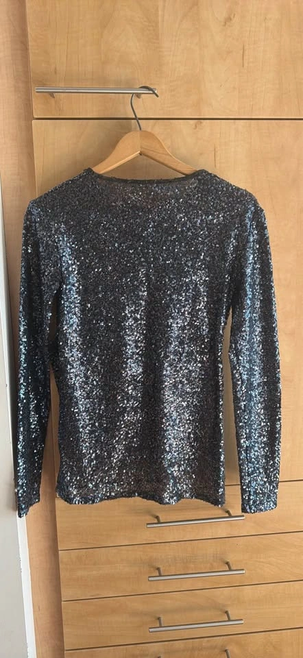 Zara W&B Collection Sequin Long Sleeve Top - photo 5