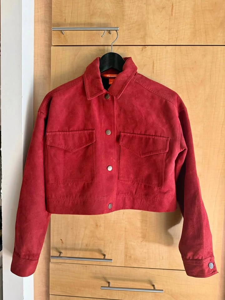 Joe Fresh Red Faux Suede Cropped Jacket