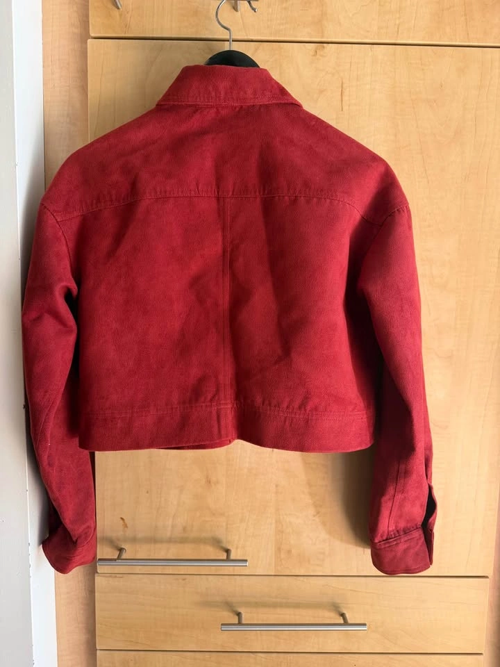 Joe Fresh Red Faux Suede Cropped Jacket - photo 5