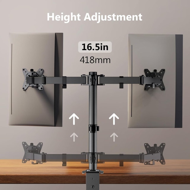 NEW ErGear Dual Monitor Desk Mount, Adjustable Arm 2 Screens 32" - photo 5