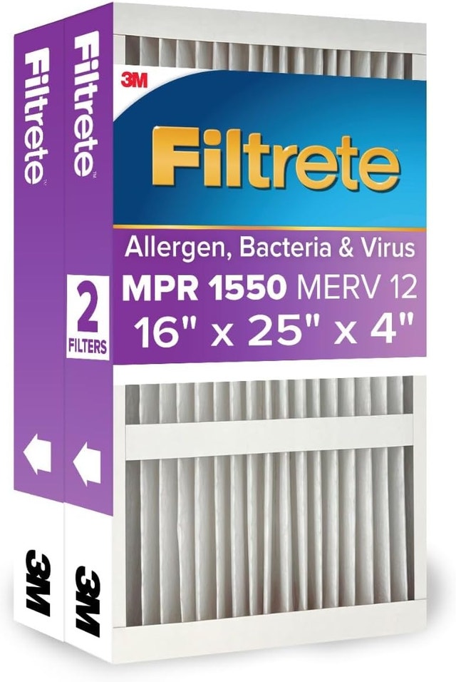 NEW 3M Filtrete 16x25x4 Air Filter MERV 12 MPR 1550 2-Pack