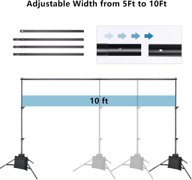 NEW ZBWW Backdrop Stand 6.5x10ft, Photo Video Studio Adjustable - photo 2