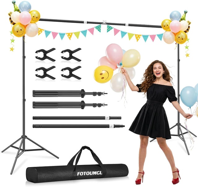 NEW Fotoumgl Backdrop Stand 10x7ft Adjustable Anti-Bend Crossbar
