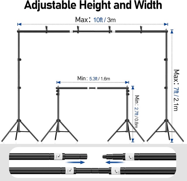 NEW Fotoumgl Backdrop Stand 10x7ft Adjustable Anti-Bend Crossbar - photo 2