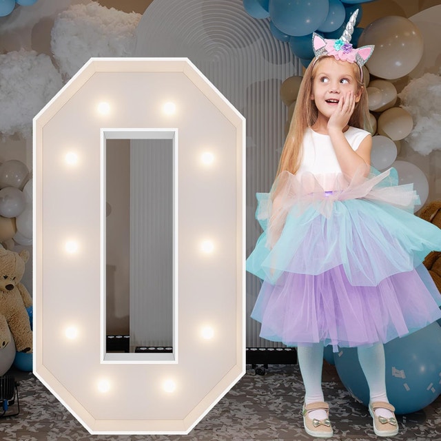 NEW 3FT Large White Marquee Number, Light Up "0" Zero