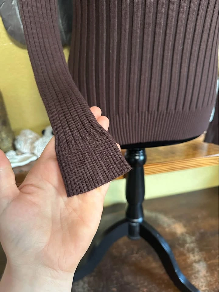 Rapture Wear Brown Ribbed V-Neck Sweater - photo 3