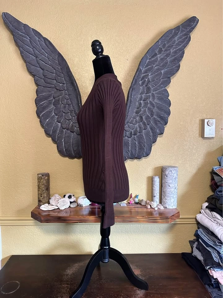 Rapture Wear Brown Ribbed V-Neck Sweater - photo 4