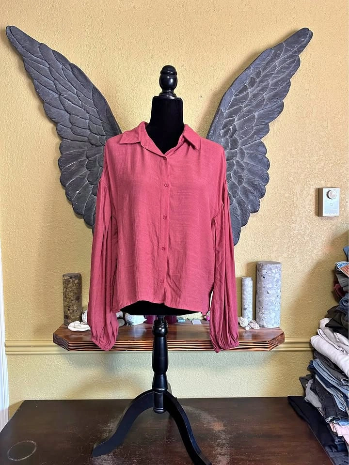 SHEIN Rusty Mauve Long Sleeve Shirt