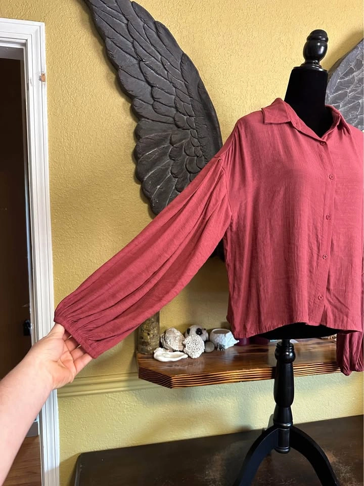 SHEIN Rusty Mauve Long Sleeve Shirt - photo 4