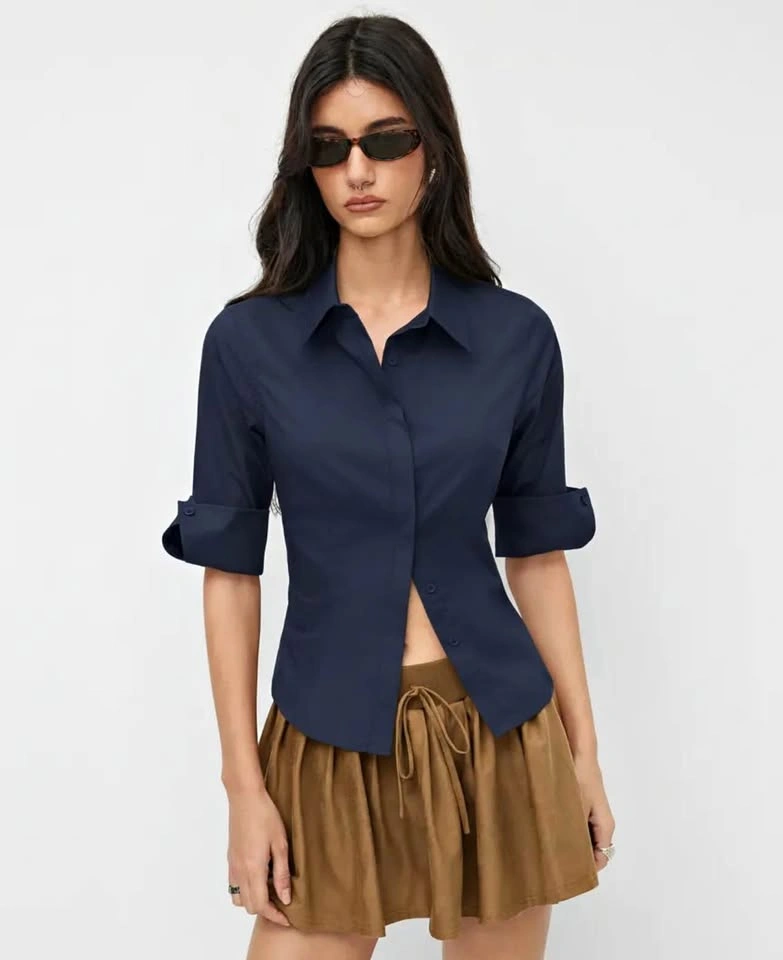 Cider Cotton Blend Blue Button Up - Size L