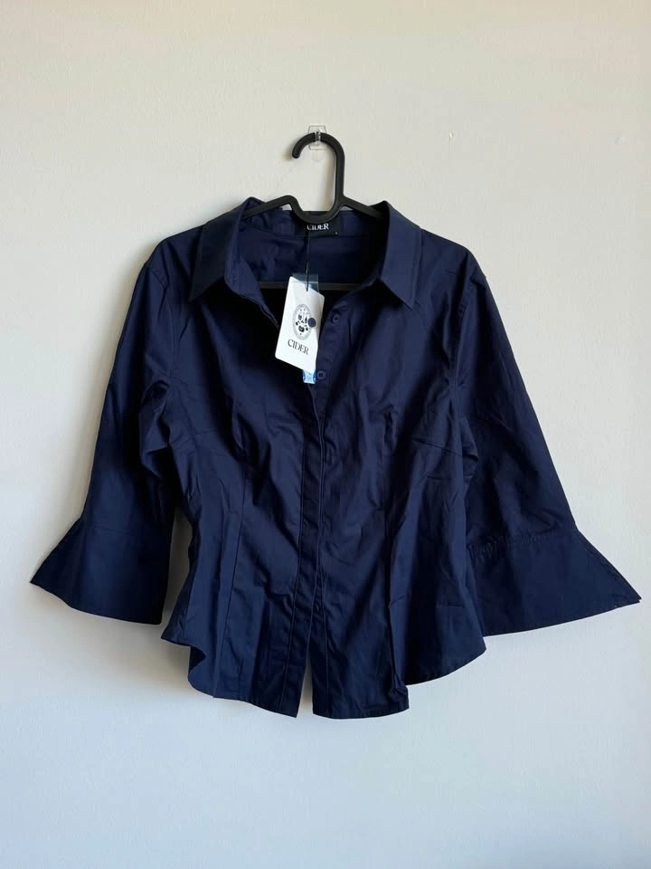 Cider Cotton Blend Blue Button Up - Size L - photo 3