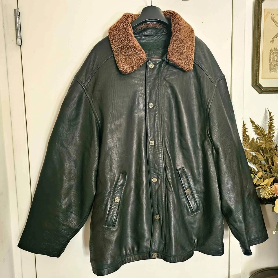 90s XL Timberland Lambskin Leather Sheepskin Jacket