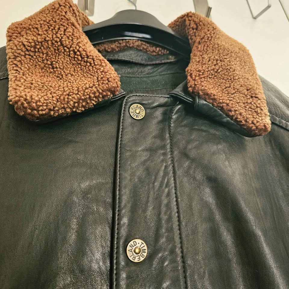90s XL Timberland Lambskin Leather Sheepskin Jacket - photo 3