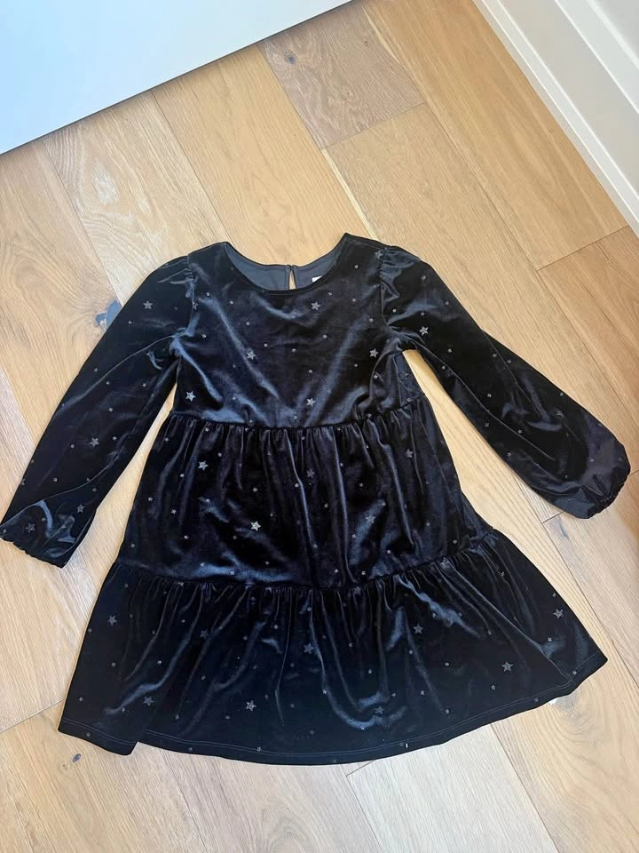 GAP Kids Black Velvet Star Dress – Size Medium
