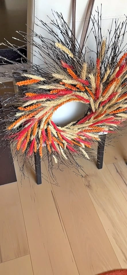 Fall Wreath Dried Grasses and Twigs