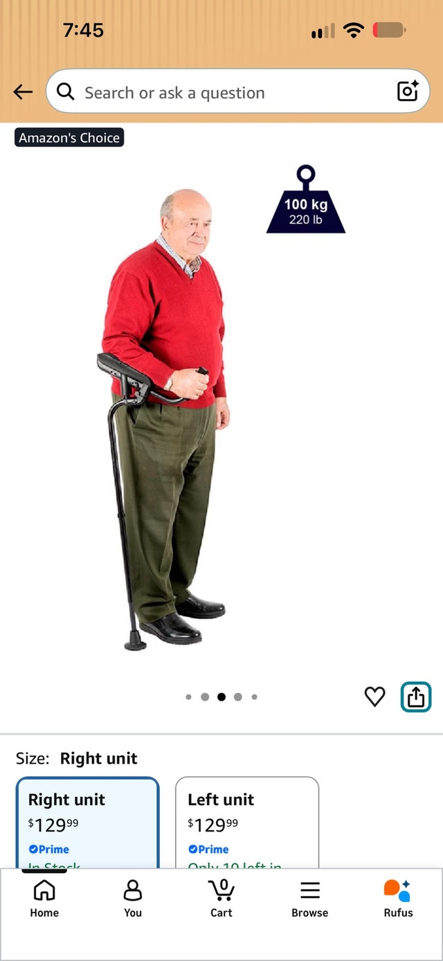 Brand New Forearm Crutch - Adult Right, Modern Design - photo 2