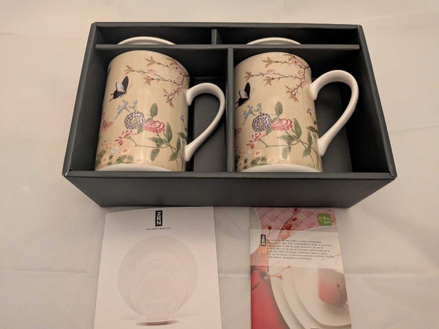 NEW Zen Hankook Ceramic Tea Mug Set w/ Matching Lids – Gift Box - photo 3