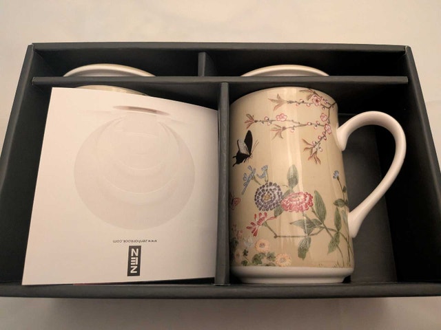 NEW Zen Hankook Ceramic Tea Mug Set w/ Matching Lids – Gift Box - photo 4