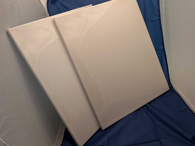 NEW - Set of 2 Blank Stretched Canvases -Wood Frame (19" x 12")