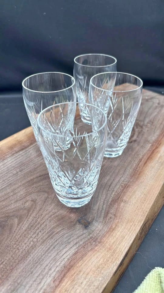 Set of 4 Vintage Cut Crystal Tumblers / Juice Glasses