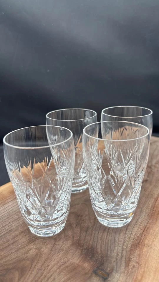 Set of 4 Vintage Cut Crystal Tumblers / Juice Glasses - photo 2