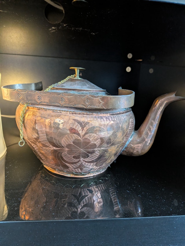 Etched Copper Tea Kettle from Xinjiang, China