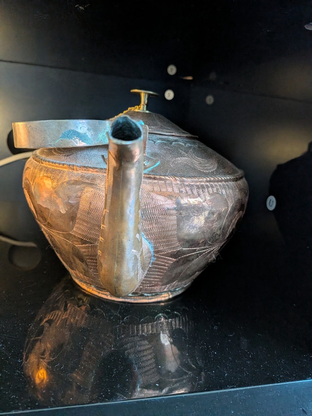 Etched Copper Tea Kettle from Xinjiang, China - photo 2