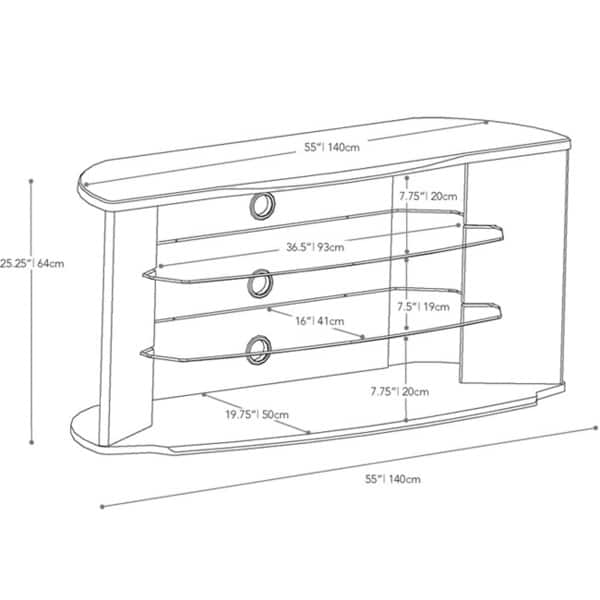 Wood TV Stand with Glass Shelves (Black) - photo 4