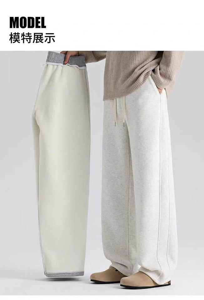 Men Wide-Leg Fleece Sweatpants in Black color (size 2XL)