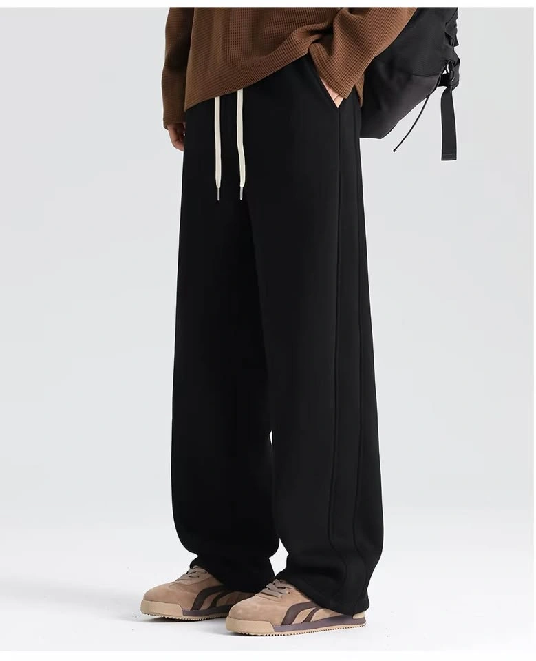 Men Wide-Leg Fleece Sweatpants in Black color (size 2XL) - photo 3