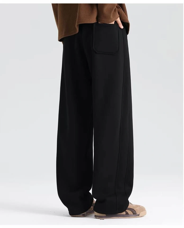 Men Wide-Leg Fleece Sweatpants in Black color (size 2XL) - photo 4