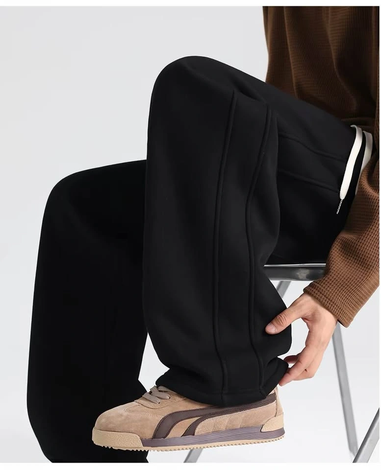 Men Wide-Leg Fleece Sweatpants in Black color (size 2XL) - photo 5