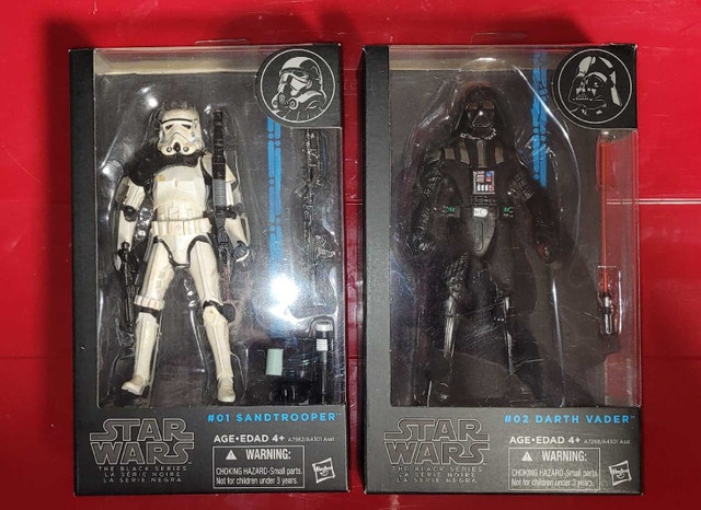 Star Wars Black Series Sandtrooper #01 and Darth Vader #02
