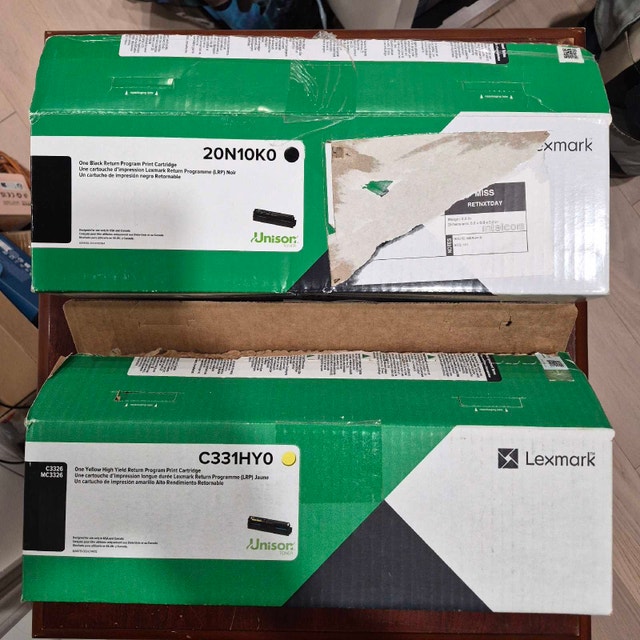 Lexmark Toner Cartridges black $50, high yield yellow $80