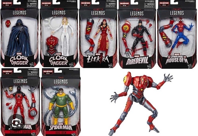 Marvel Legends Spider-Man, Daredevil Elektra, Doc Ock SP//dr BAF