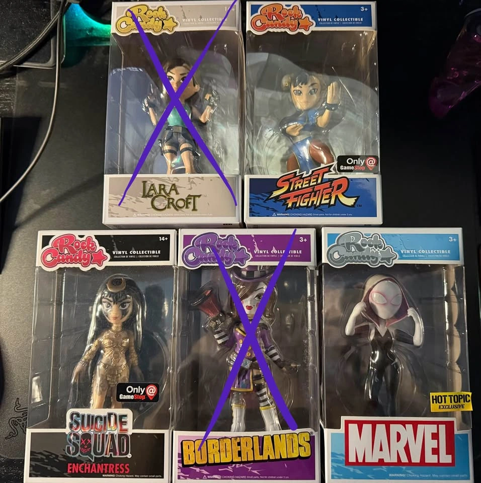 Funko Rock Candy Vinyl Figures - Chun-Li, Enchantress, Spider-Gw