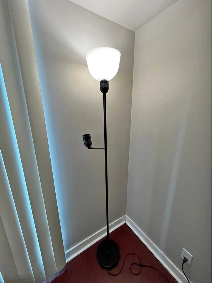 2 x IKEA Black Floor Lamps with Adjustable Reading Lights