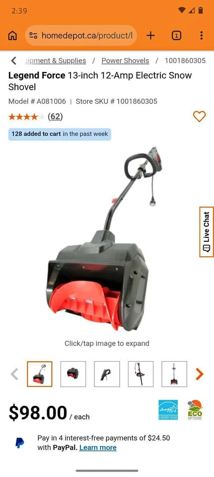 Legend Force 13-inch 12-Amp Electric Snow Shovel